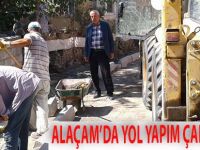 Alaçam belediyesi yol yapımı çalışmalarına devam ediyor