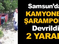 Samsun'da kamyonet şarampole devrildi: 2 yaralı