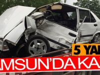 Samsun'da otomobil ile minibüs çarpıştı: 5 yaralı