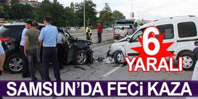 Samsun'da cip ile hafif ticari araç çarpıştı:6 yaralı