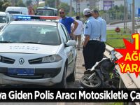 Ordu'da kazaya giden polis aracı motosikletle çarpıştı
