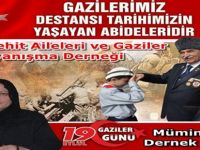 BAFRA ŞEHİT AİLELERİ VE GAZİLER DAYANIŞMA DERNEĞİ 19 EYLÜL GAZİLER GÜNÜ MESAJI