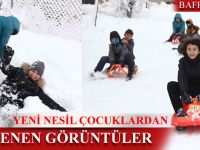 Çocukların Kar Topu ve Kayak Eğlencesi