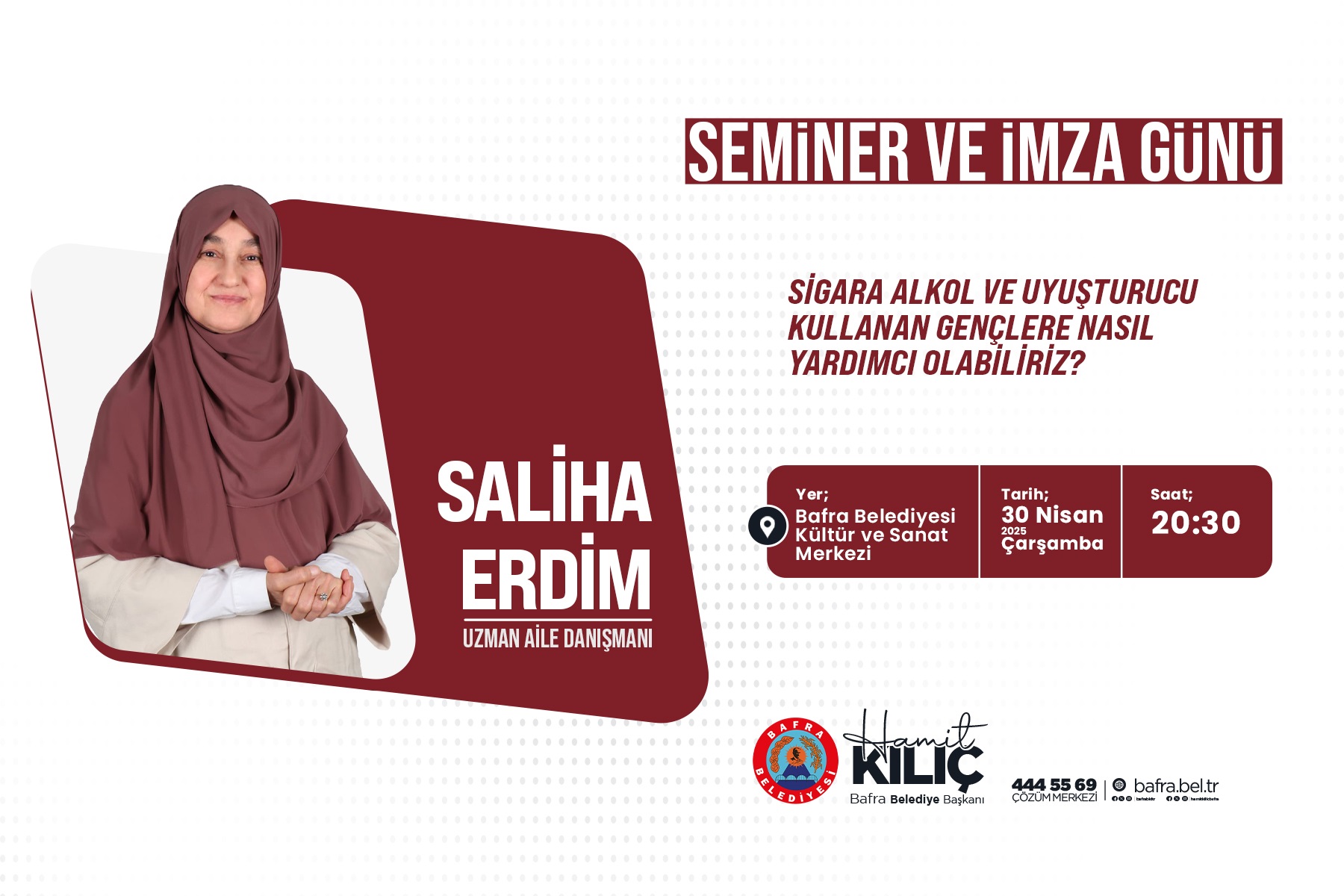 Bafra Belediyesi'nden Saliha Erdim Seminerine Davet