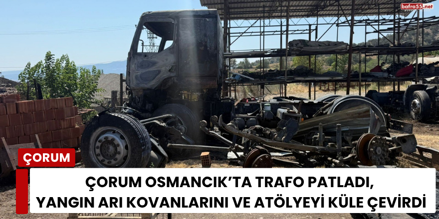 Çorum Osmancık’ta Trafo Patladı, Yangın Arı Kovanlarını ve Atölyeyi Küle Çevirdi