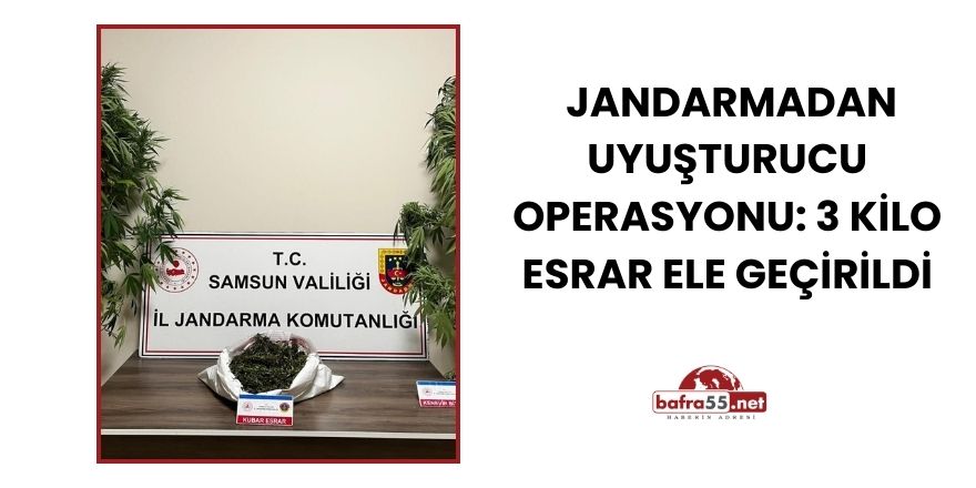 Terme’de Jandarmadan Uyuşturucu Operasyonu: 3 Kilo Esrar Ele Geçirildi