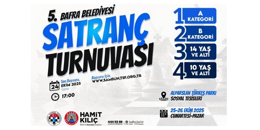 Bafra Belediyesi 5. Satranç Turnuvasında Başvurular Başladı