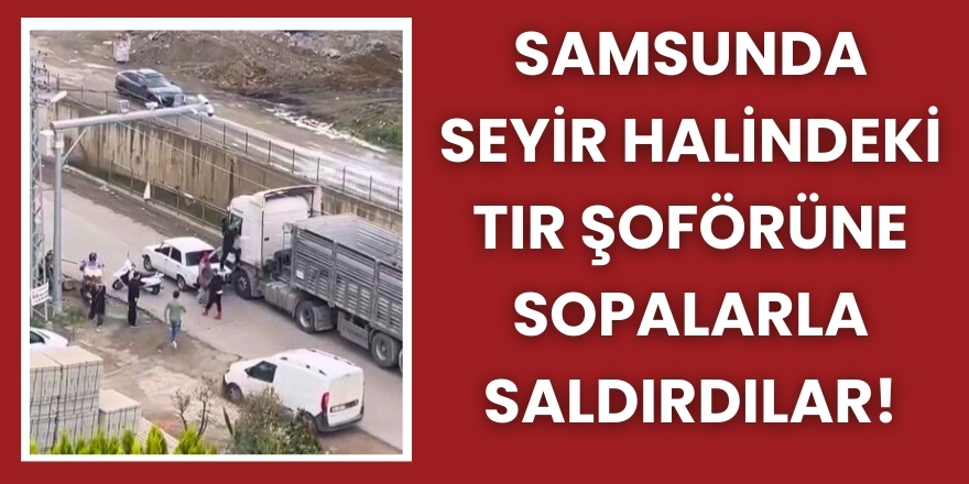 Samsunda Seyir Halindeki Tır Şoförüne Sopalarla Saldırdılar!