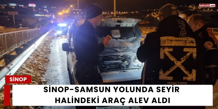 Sinop-Samsun Yolunda Seyir Halindeki Araç Alev Aldı