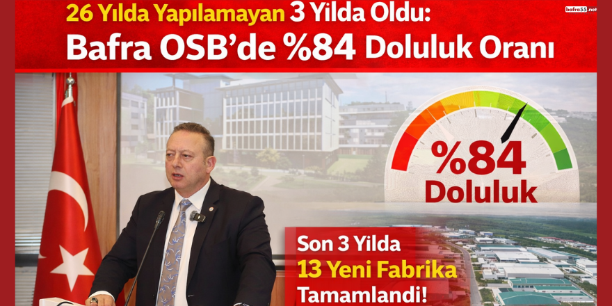 26 Yılda Yapılamayan 3 Yılda Oldu: Bafra OSB’de %84 Doluluk Oranı