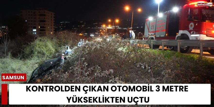 Kontrolden Çıkan Otomobil 3 Metre Yükseklikten Uçtu