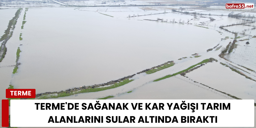 Terme'de Sağanak ve Kar Yağışı Tarım Alanlarını Sular Altında Bıraktı
