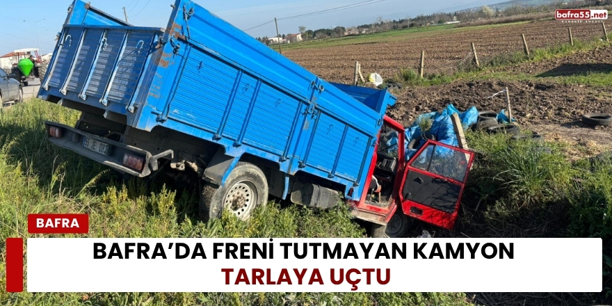 Bafra’da Freni Tutmayan Kamyon Tarlaya Uçtu