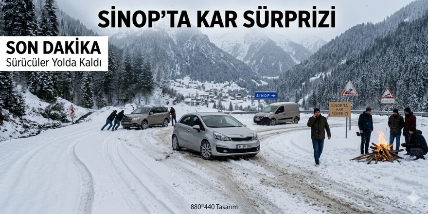 Sinop’ta kar sürprizi: Sürücüler yolda kaldı