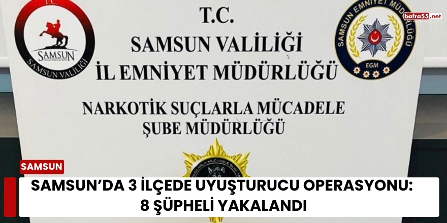 Samsun’da 3 İlçede Uyuşturucu Operasyonu: 8 Şüpheli Yakalandı
