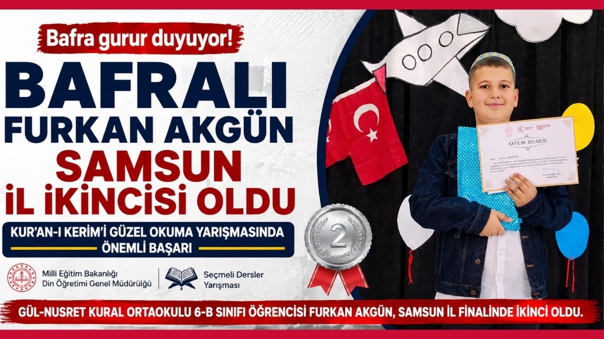 Bafralı Furkan Akgün Samsun İl İkincisi Oldu