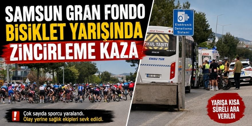 Samsun’daki Uluslararası Bisiklet Yarışında Zincirleme Kaza! Sporcular Yola Savruldu