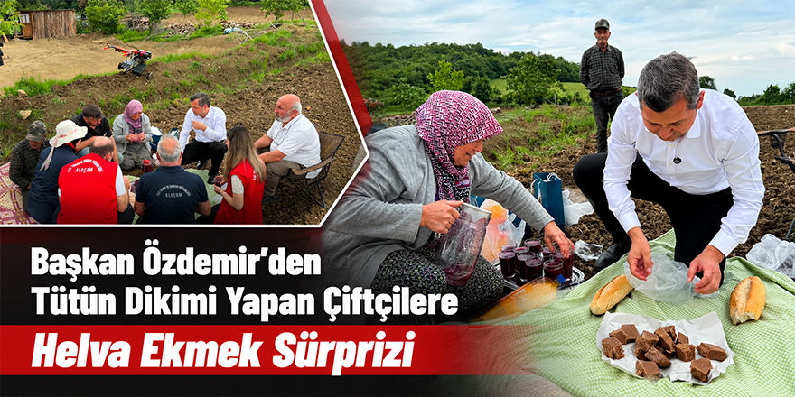 Başkan Özdemir’den Tütün Dikimi Yapan Çiftçilere Helva Ekmek Sürprizi