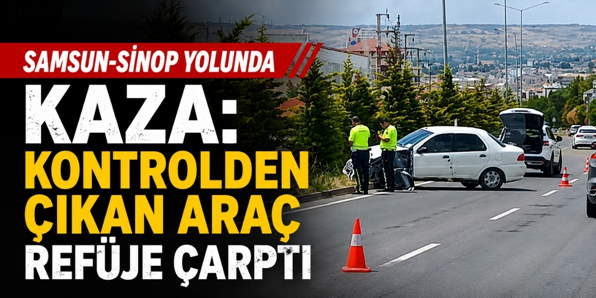 Samsun-Sinop Yolunda Kaza: Araç Refüje Çarptı