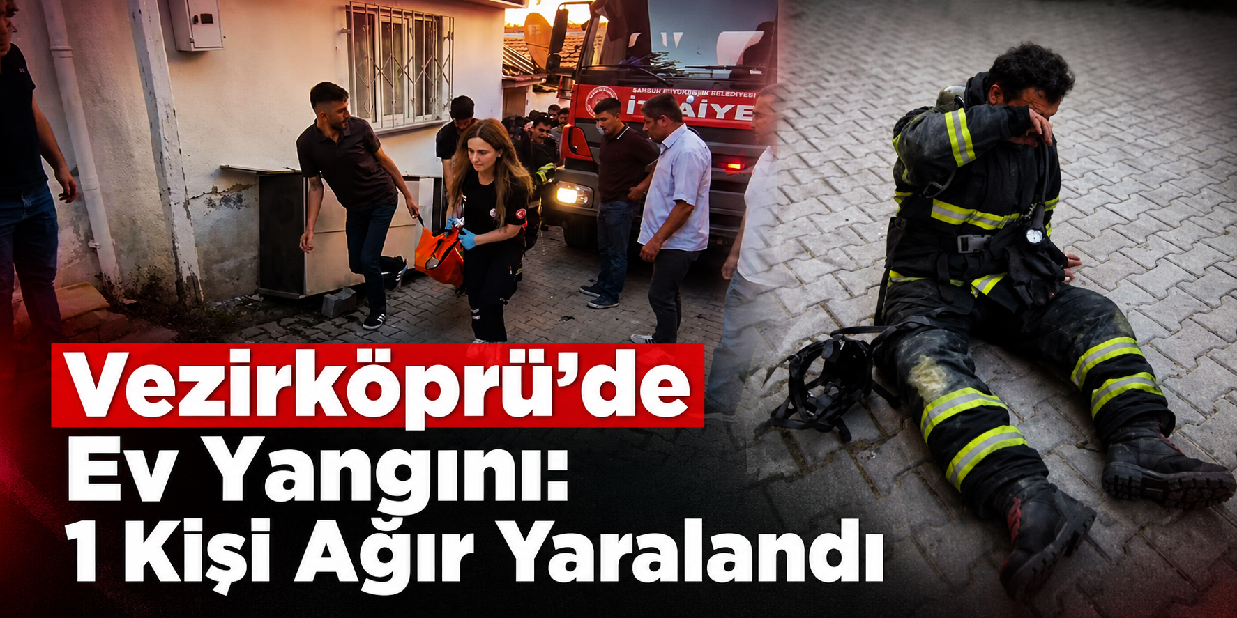Vezirköprü’de Ev Yangını 1 Kişi Ağır Yaralandı