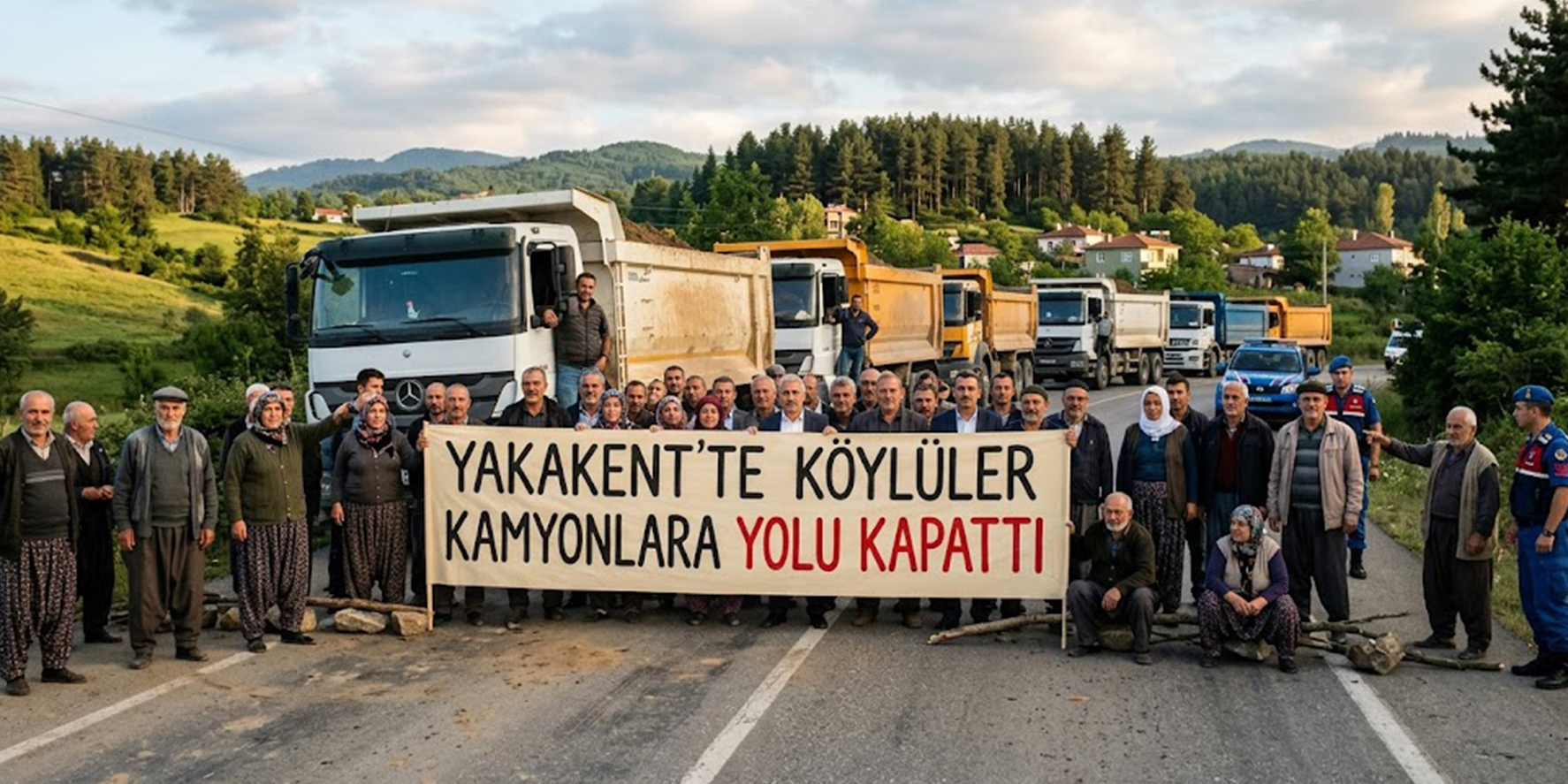 Yakakent’te Köylüler Kamyonlara Yolu Kapattı
