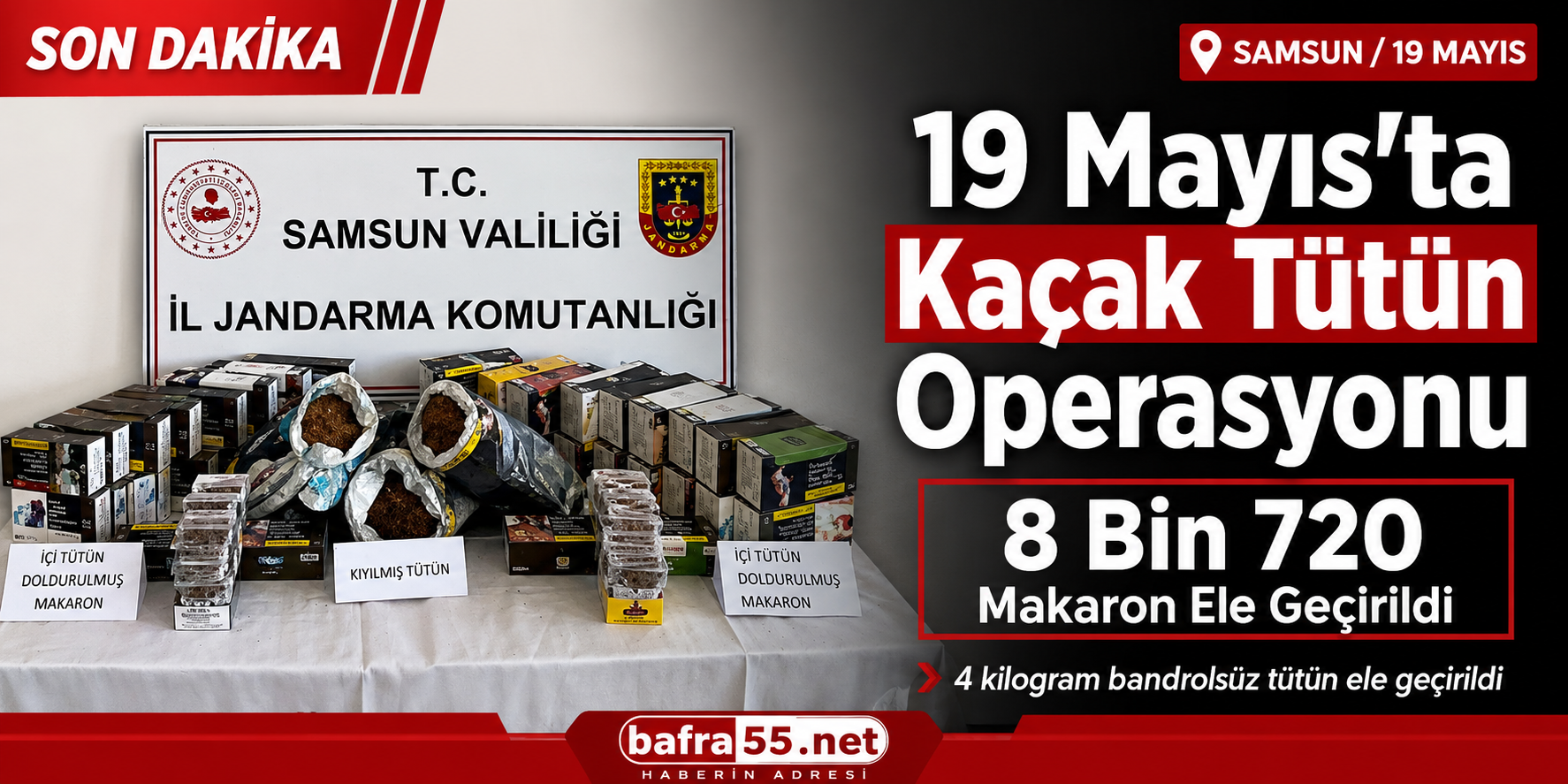 Samsun'da Jandarmadan Kaçak Tütün Operasyonu