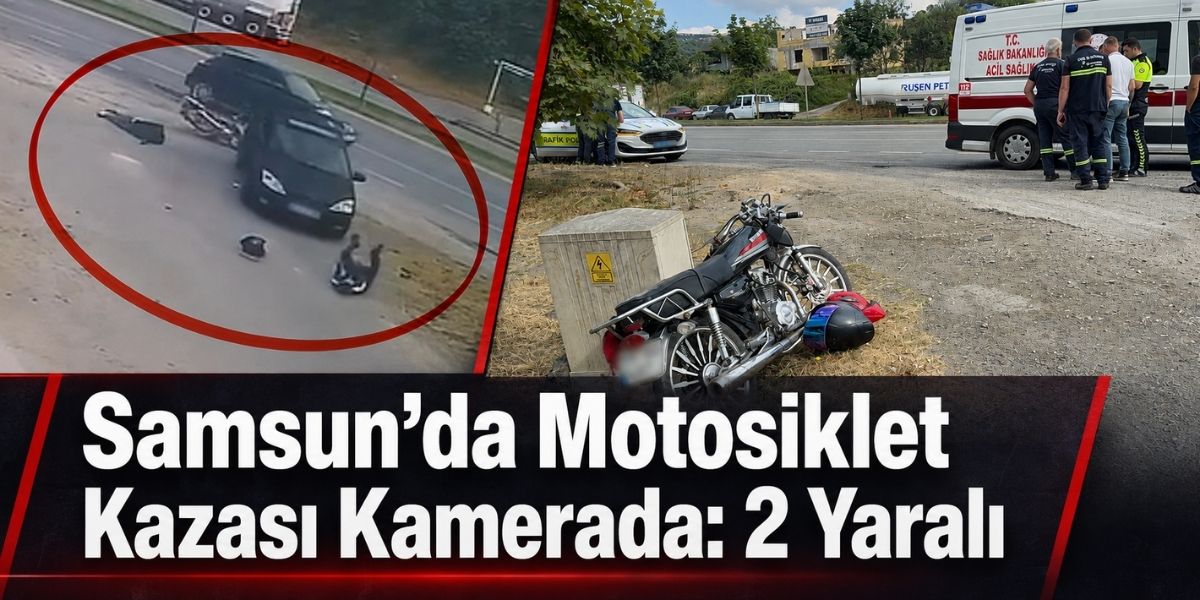 Samsun’da Motosiklet Kazası Kamerada: 2 Yaralı