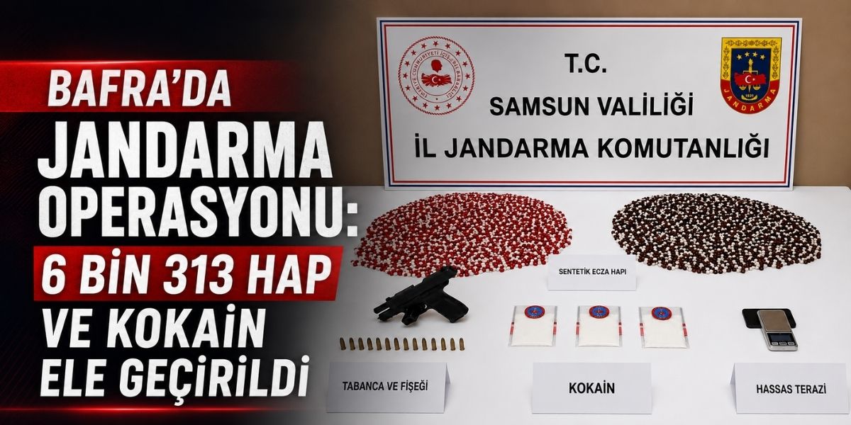 Bafra’da Jandarma Operasyonu: 6 Bin 313 Hap ve Kokain Ele Geçirildi