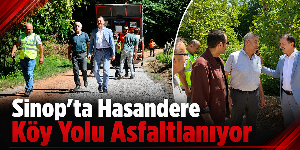 Sinop’ta Hasandere Köy Yolu Asfaltlanıyor