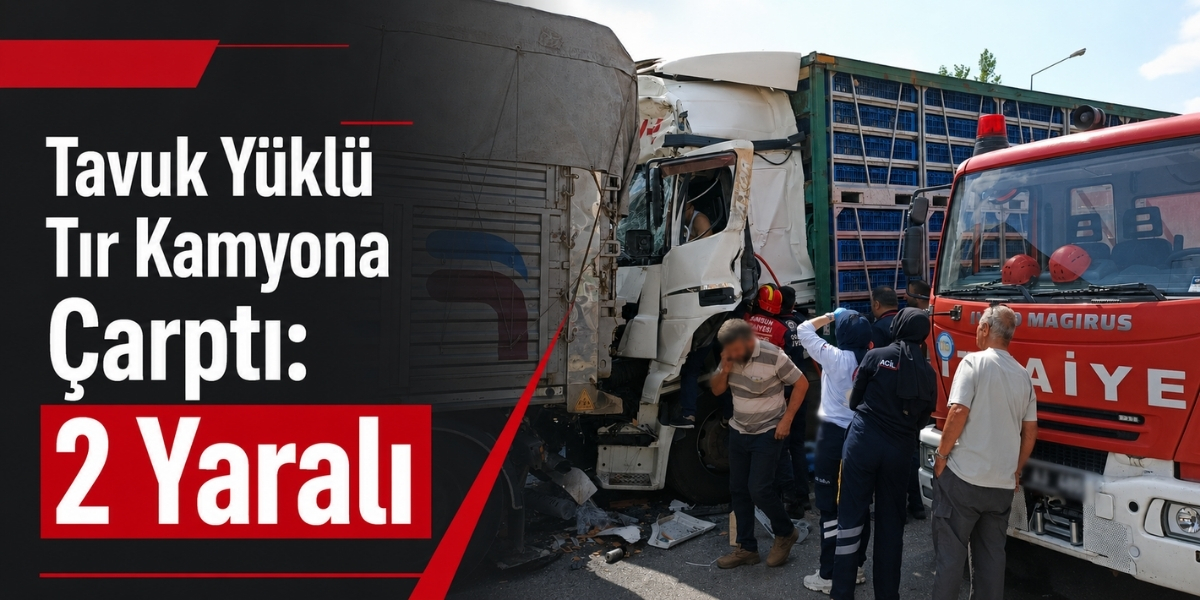 Tavuk Yüklü Tır Kamyona Çarptı: 2 Yaralı