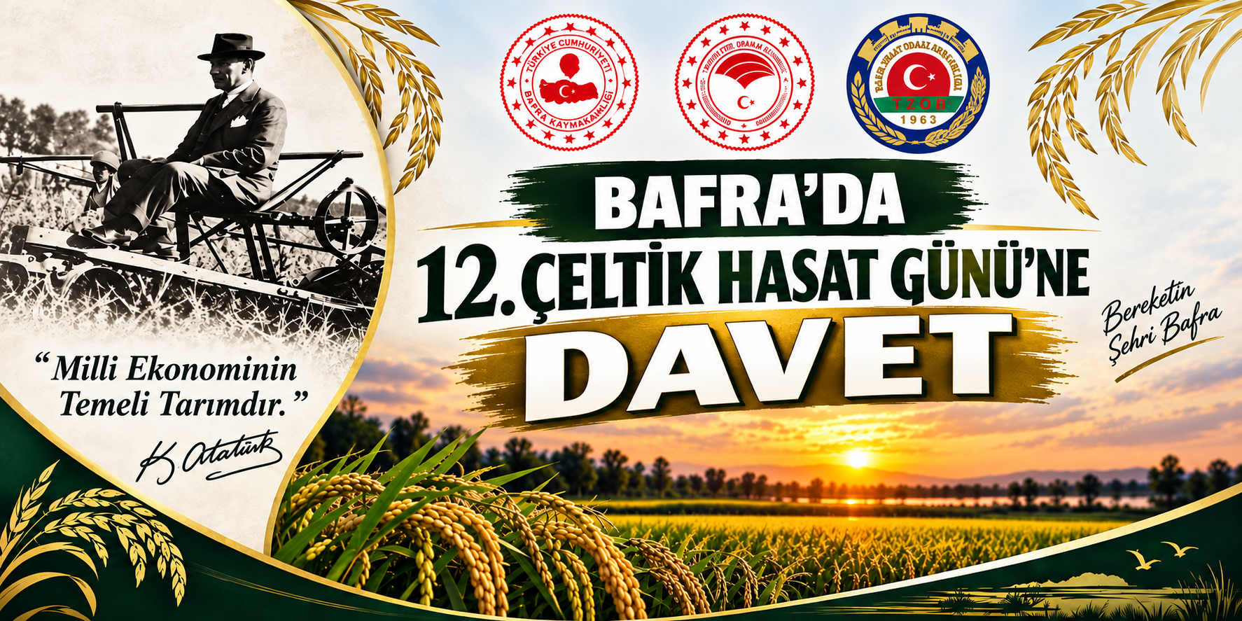 Bafra’da 12. Çeltik Hasat Günü İçin Davet