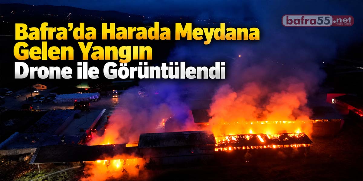 Bafra’da Harada Meydana Gelen Yangın Drone ile Görüntülendi
