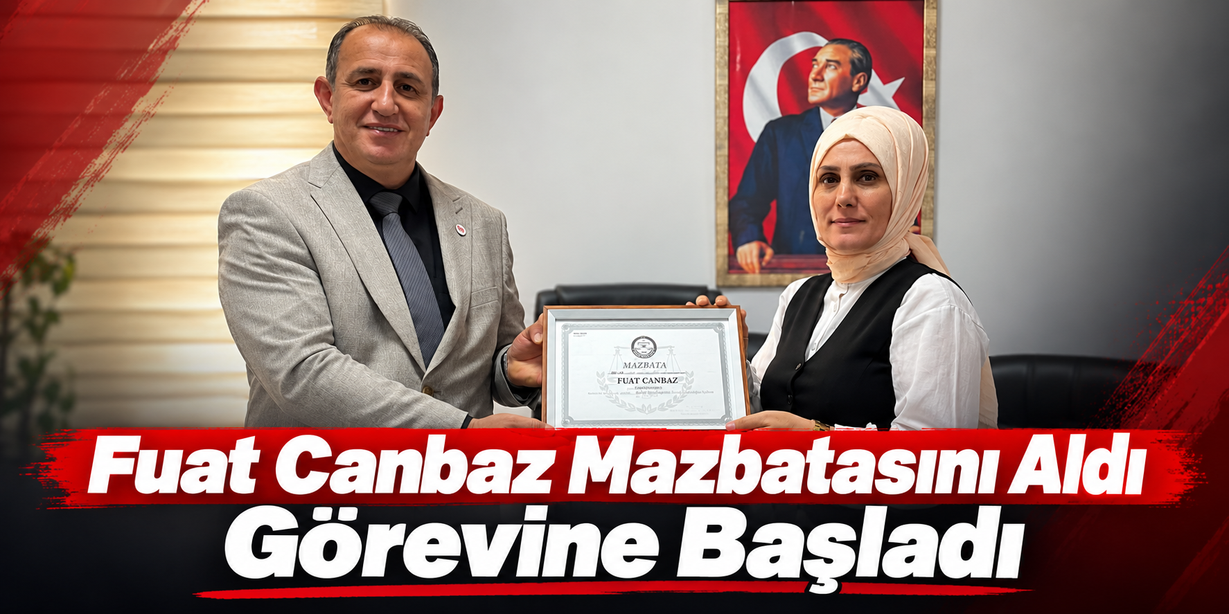 Alaçam'da Fuat Canbaz Mazbatasını Aldı Görevine Başladı