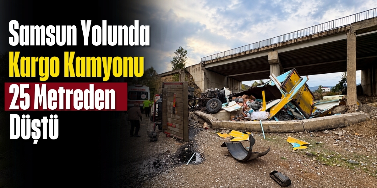 Samsun Yolunda Kargo Kamyonu 25 Metreden Düştü