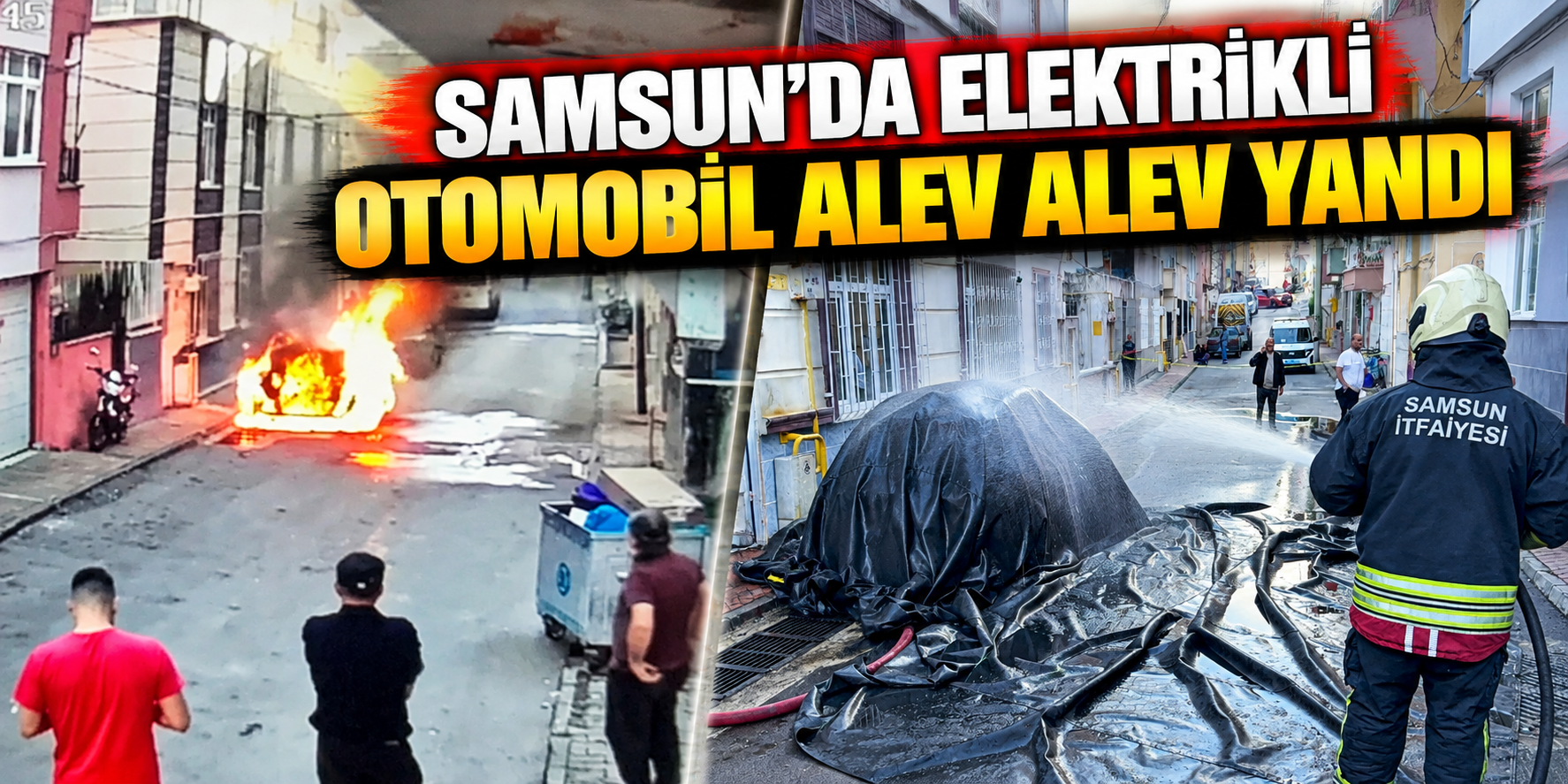 Samsun’da Elektrikli Otomobil Alev Alev Yandı