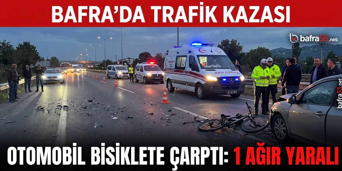 Bafra'da otomobilin çarptığı bisiklet sürücüsü ağır yaralandı