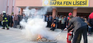 Bafra Fen Lisesinde Yangın Tatbikatı