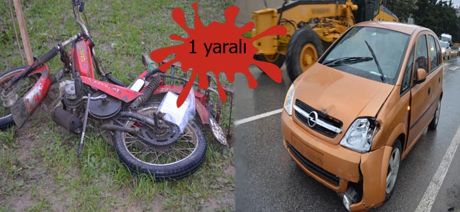 Bafra`da araç motosiklete çarptı : 1 yaralı