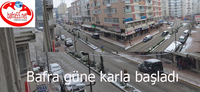 Bafra`da kar yağışı