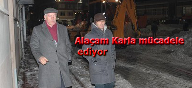 Alaçam Karla mücadele ediyor