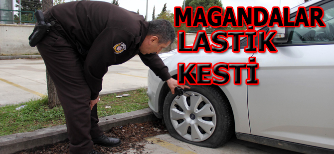 Hastane otoparkında lastik kestiler