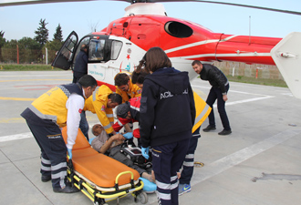 Kalp hastasının yardımına ambulans helikopter yetişti