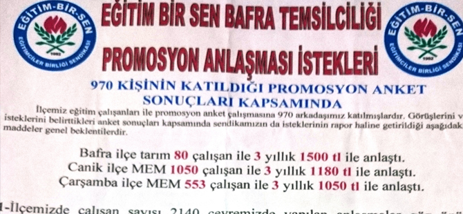 BAFRA TÜRK EĞİTİM-SEN MAAŞ PROMOSYONU HAKKINDA BASIN AÇIKLAMASIDIR