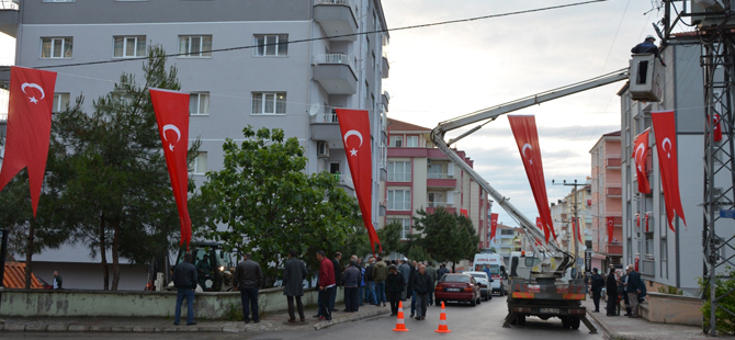 Şehidin sokağı Bayraklar ile donatıldı