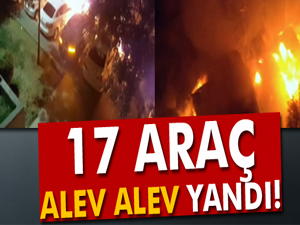 Kağıthane'de kundaklanan 17 araç alev alev yandı