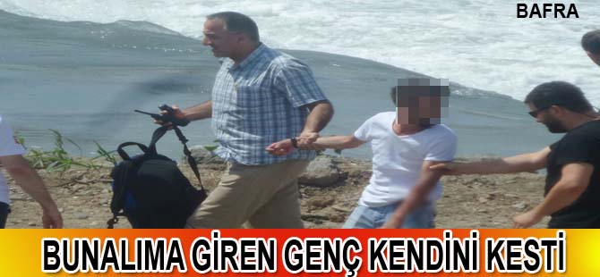 Bafra`da bunalıma giren genç kendini kesti