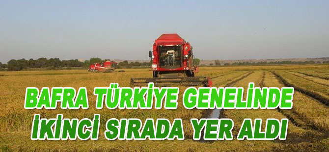 Bafra Ülke genelinde ikinci sırada yer aldı