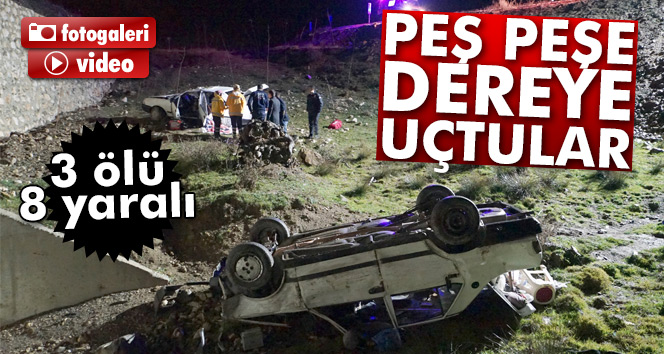 İki otomobil peş peşe dereye uçtu: 3 ölü, 8 yaralı