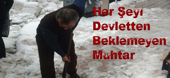 Bafra'da Muhtarın karla Mücadelesi