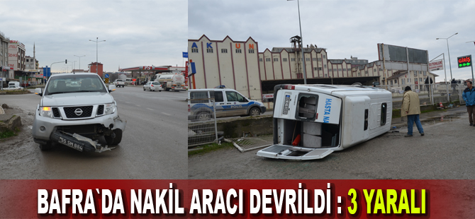 Hasta nakil aracının devrildiği kazada 3 kişi yaralandı